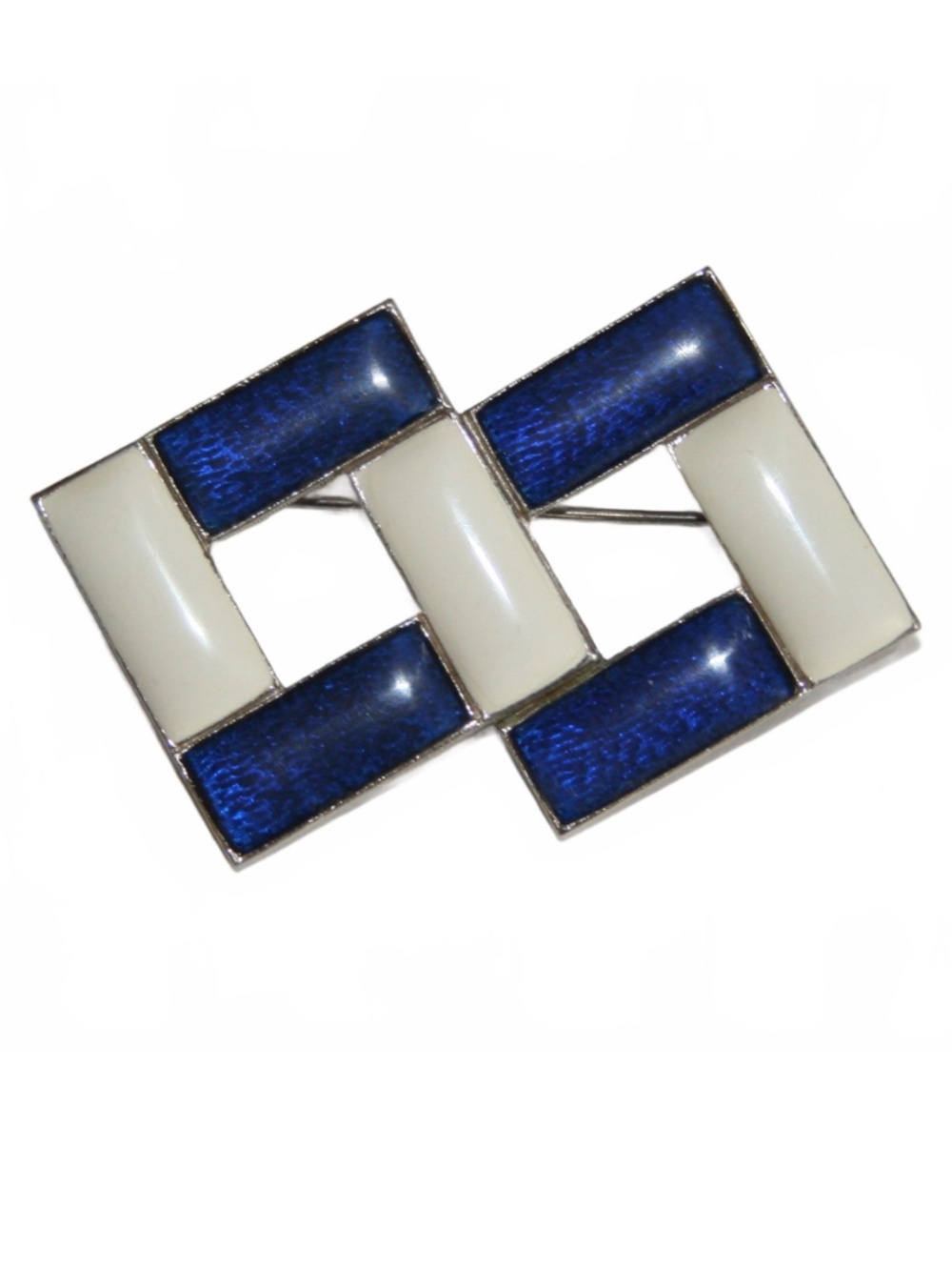 Vintage Kramer Brooch Blue & Cream Silver-tone